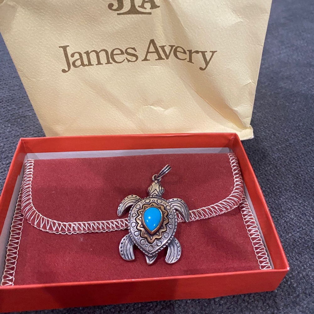 James Avery turquoise turtle pendant